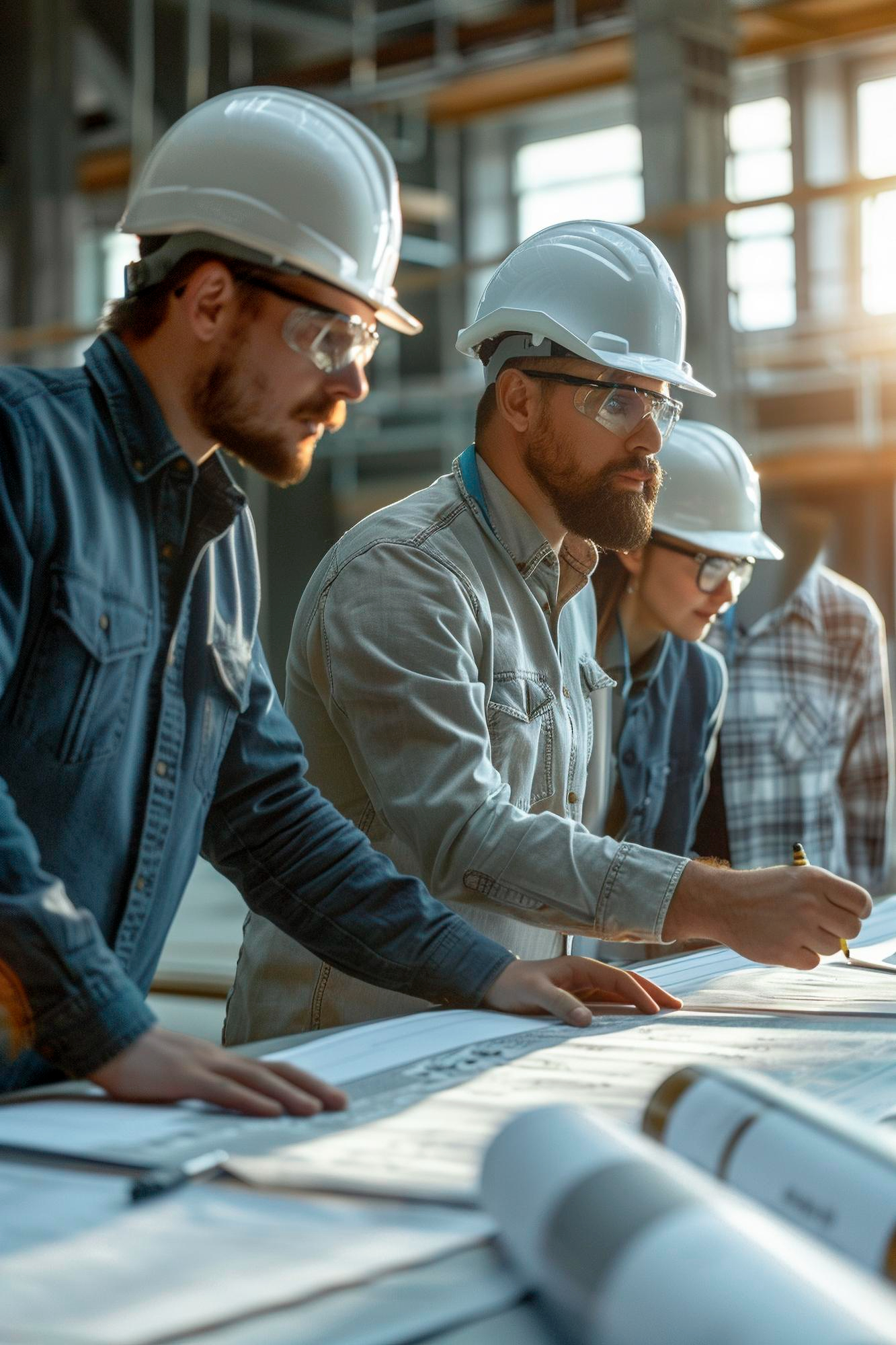 Equipe de engenharia da StartPlan SM em reunião planejando obras